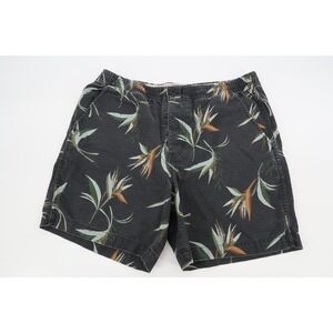 Wallace & Barnes Mens Medium 6" Military Dock Shorts Black Floral Ripstop Cotton